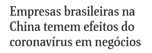Coronavírus afeta a empresas brasileiras 